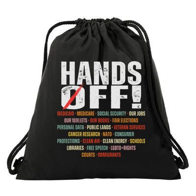 Hands Off Protest Social Security And Medicare Protest Drawstring Bag