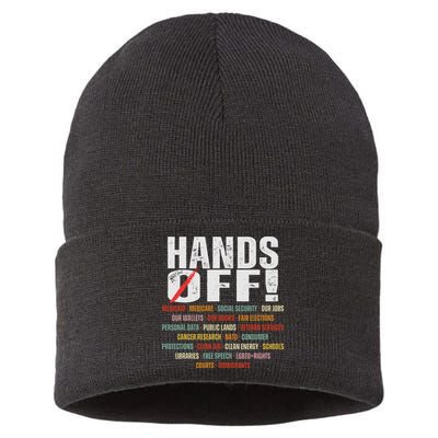 Hands Off Protest Social Security And Medicare Protest Sustainable Knit Beanie