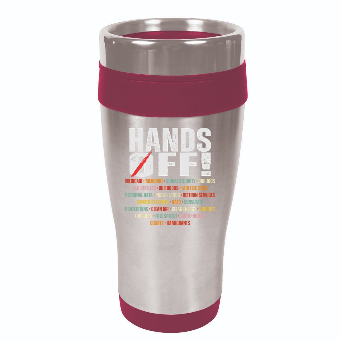 Hands Off Protest Social Security And Medicare Protest 16oz Travel Tumbler