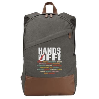 Hands Off Protest Social Security And Medicare Protest Cotton Canvas Backpack