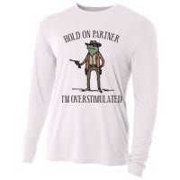 Hold On Partner IM Overstimulated Cowboy Frog Vintage Cooling Performance Long Sleeve Crew