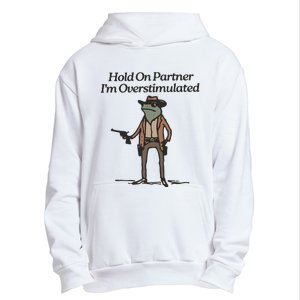 Hold On Partner IM Overstimulated Cowboy Frog Funny Urban Pullover Hoodie