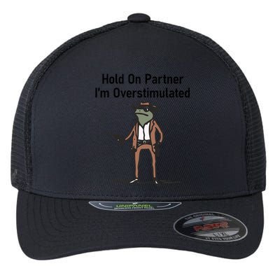 Hold On Partner IM Overstimulated Cowboy Frog Vintage Flexfit Unipanel Trucker Cap