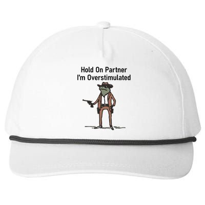 Hold On Partner IM Overstimulated Cowboy Frog Vintage Snapback Five-Panel Rope Hat