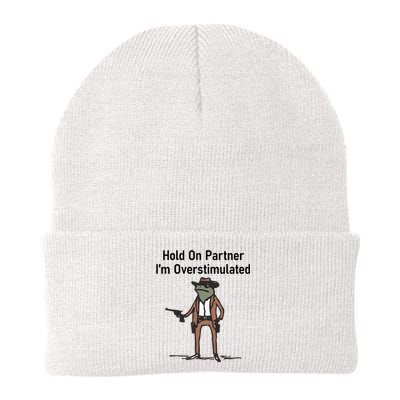 Hold On Partner IM Overstimulated Cowboy Frog Vintage Knit Cap Winter Beanie