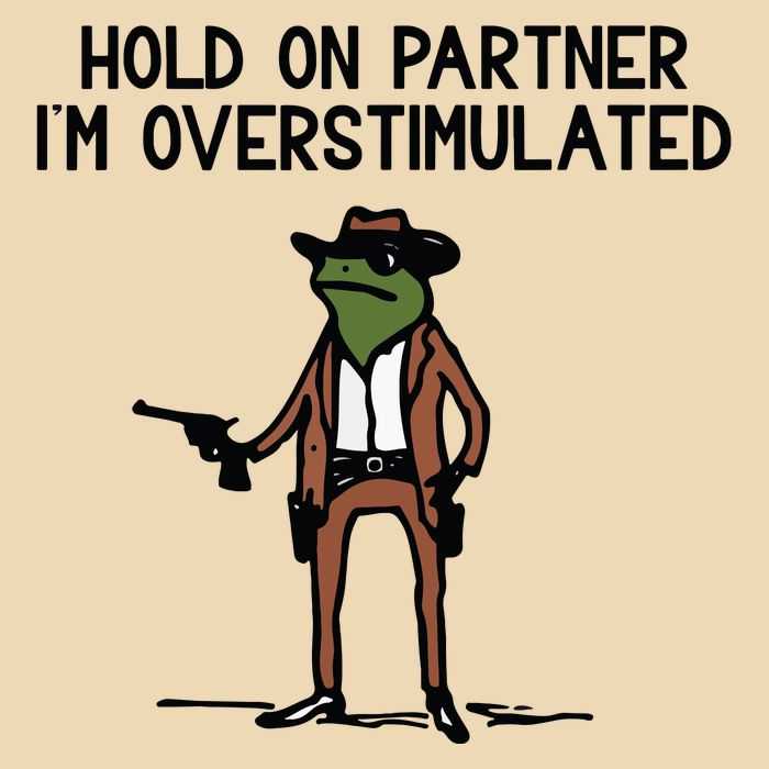 Hold On Partner IM Overstimulated Cowboy Frog Funny Drawstring Bag