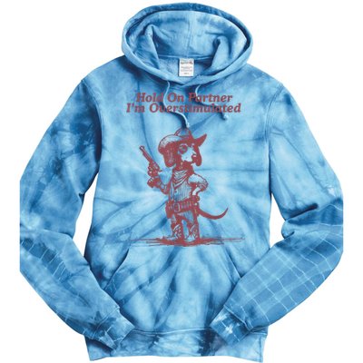 Hold On Partner IM Overstimulated Cowboy Dachshund Dogs Tie Dye Hoodie