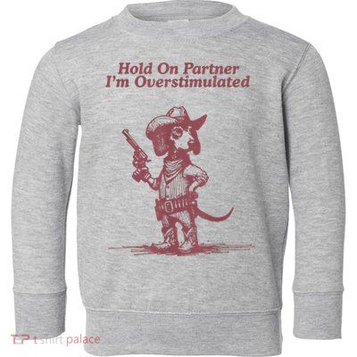 Hold On Partner IM Overstimulated Cowboy Dachshund Dogs Toddler Sweatshirt