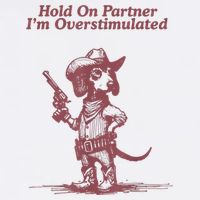 Hold On Partner IM Overstimulated Cowboy Dachshund Dogs V-Neck T-Shirt