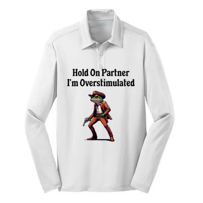 Hold On Partner IM Overstimulated Cowboy Frog Silk Touch Performance Long Sleeve Polo