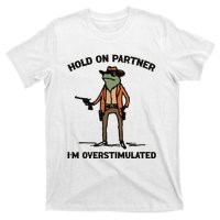 Hold On Partner Im Overstimulated Cowboy Frog Vintage T-Shirt