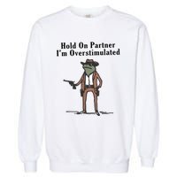 Hold On Partner IM Overstimulated Cowboy Frog Vintage Garment-Dyed Sweatshirt