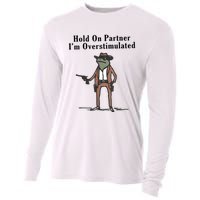 Hold On Partner IM Overstimulated Cowboy Frog Vintage Cooling Performance Long Sleeve Crew