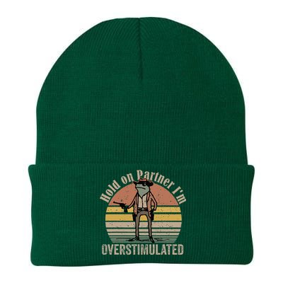 Hold On Partner IM Overstimulated Cowboy Frog Knit Cap Winter Beanie