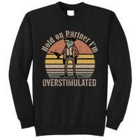 Hold On Partner IM Overstimulated Cowboy Frog Tall Sweatshirt