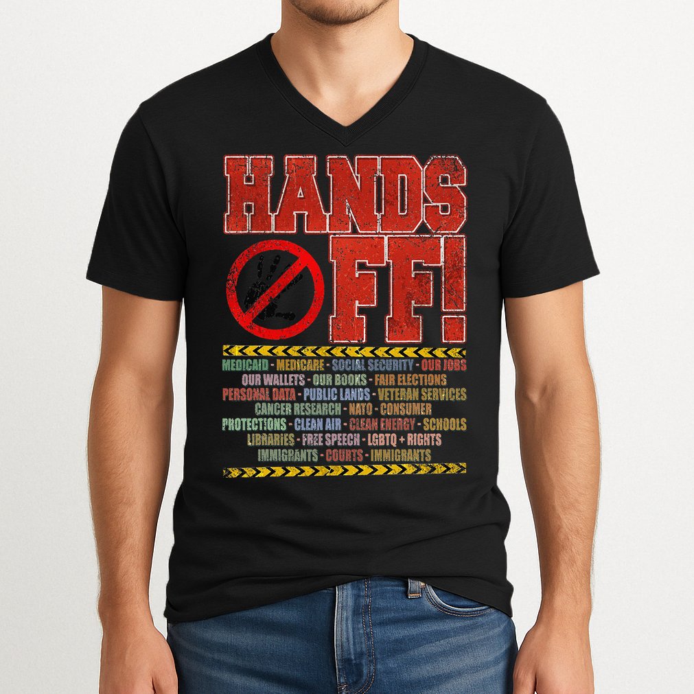 Hands Off Protest Social Security And Medicare Protest V-Neck T-Shirt