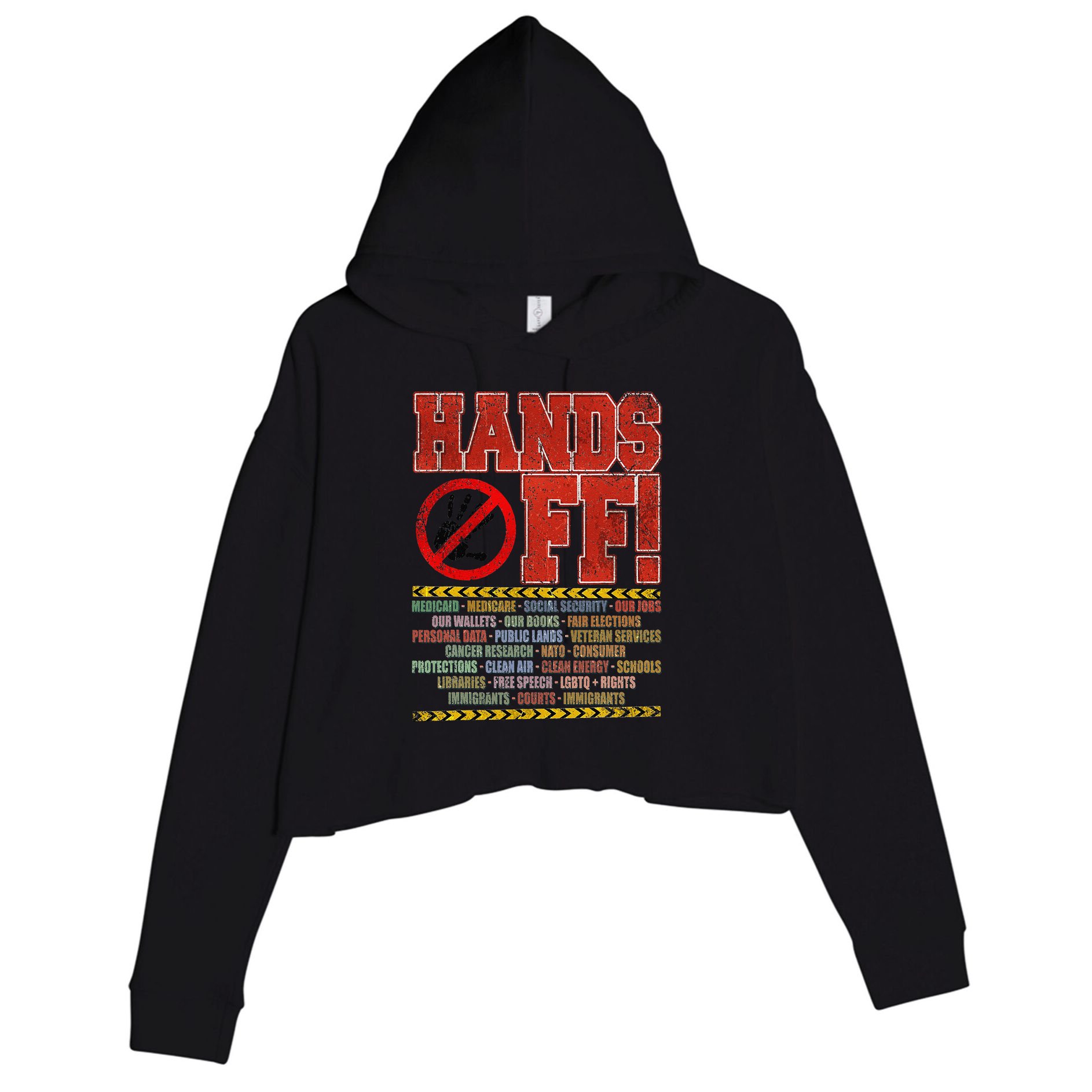 Hands Off Protest Social Security And Medicare Protest Crop Fleece Hoodie