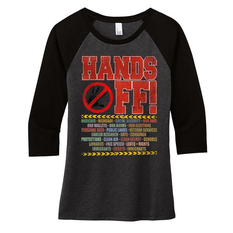 Hands Off Protest Social Security And Medicare Protest Women's Tri-Blend 3/4-Sleeve Raglan Shirt