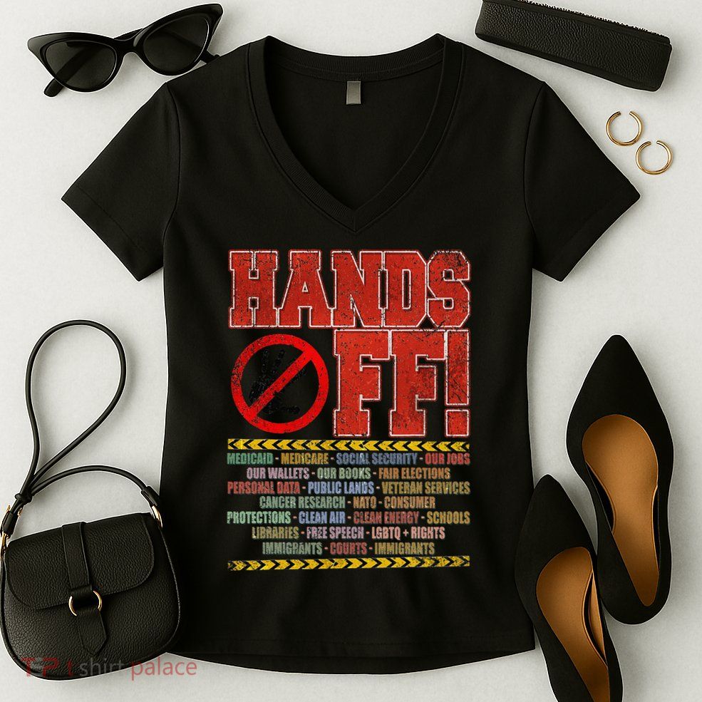 Hands Off Protest Social Security And Medicare Protest Women's V-Neck T-Shirt