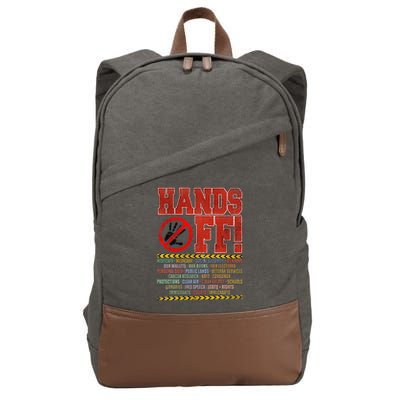 Hands Off Protest Social Security And Medicare Protest Cotton Canvas Backpack