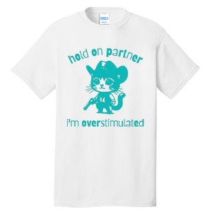 Hold On Partner Im Overstimulated Cat Tall T-Shirt