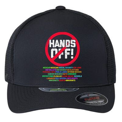 Hands Off Protest Social Security And Medicare Protest Flexfit Unipanel Trucker Cap
