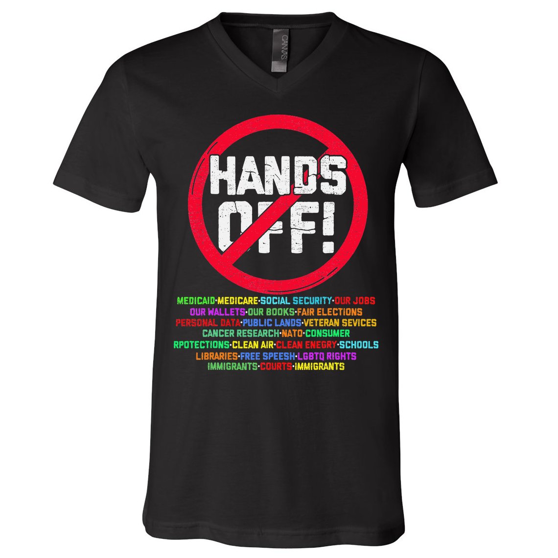 Hands Off Protest Social Security And Medicare Protest V-Neck T-Shirt