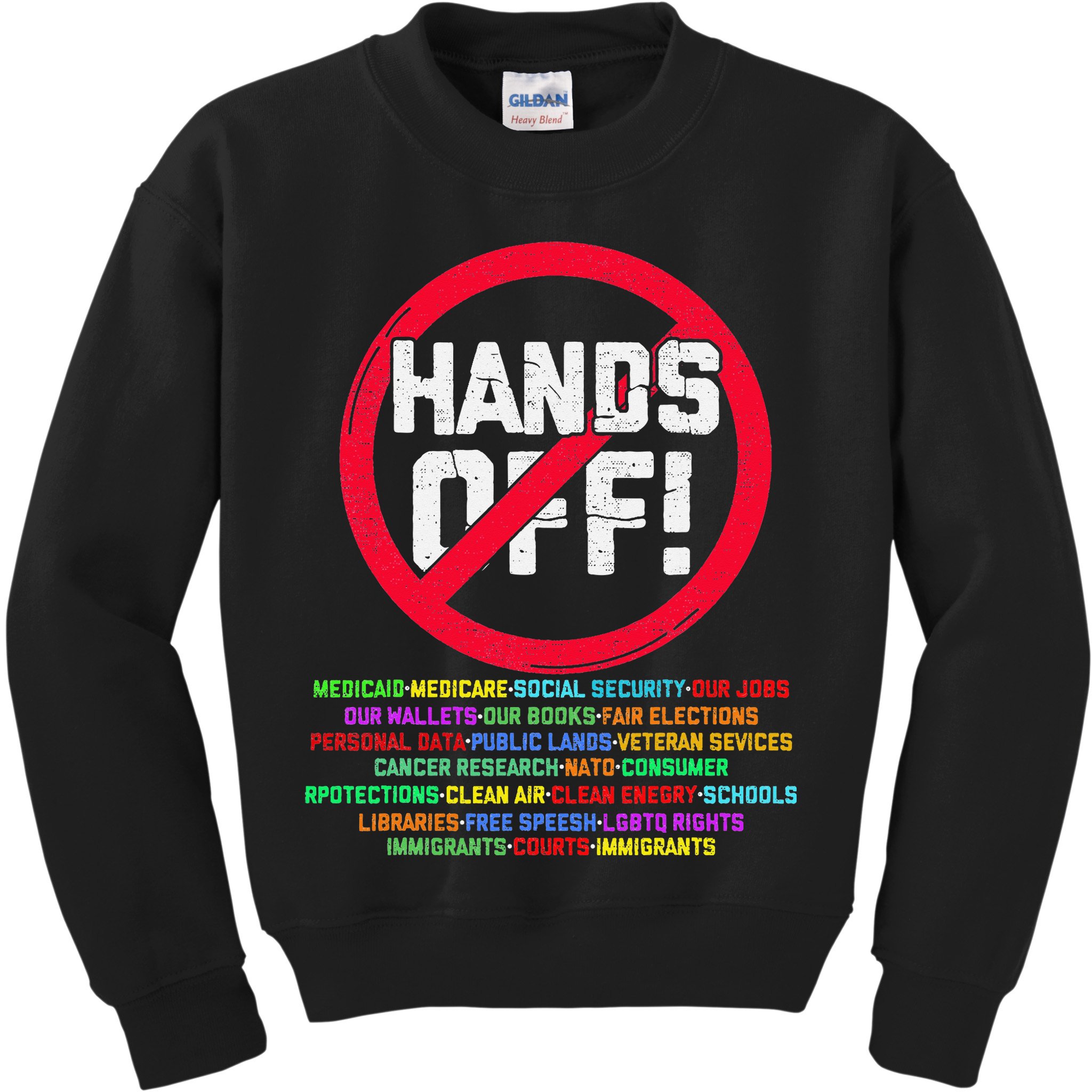 Hands Off Protest Social Security And Medicare Protest Kids Sweatshirt