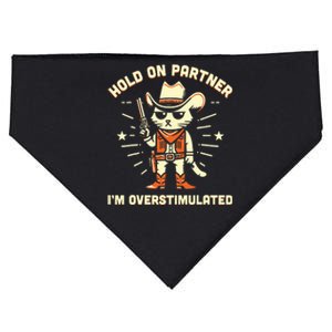 Hold On Partner IM Overstimulated Retro Western Cat Cowboy USA-Made Doggie Bandana