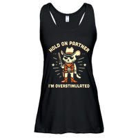 Hold On Partner IM Overstimulated Retro Western Cat Cowboy Ladies Essential Flowy Tank