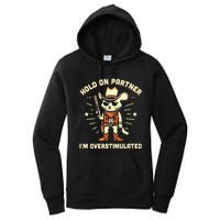 Hold On Partner IM Overstimulated Retro Western Cat Cowboy Women's Pullover Hoodie