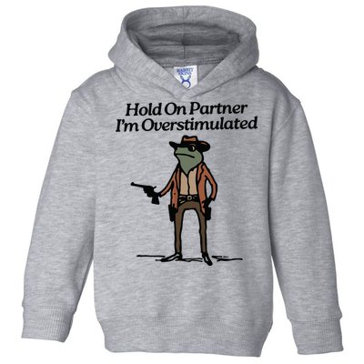 Hold On Partner Im Overstimulated Cowboy Frog Vintage Toddler Hoodie