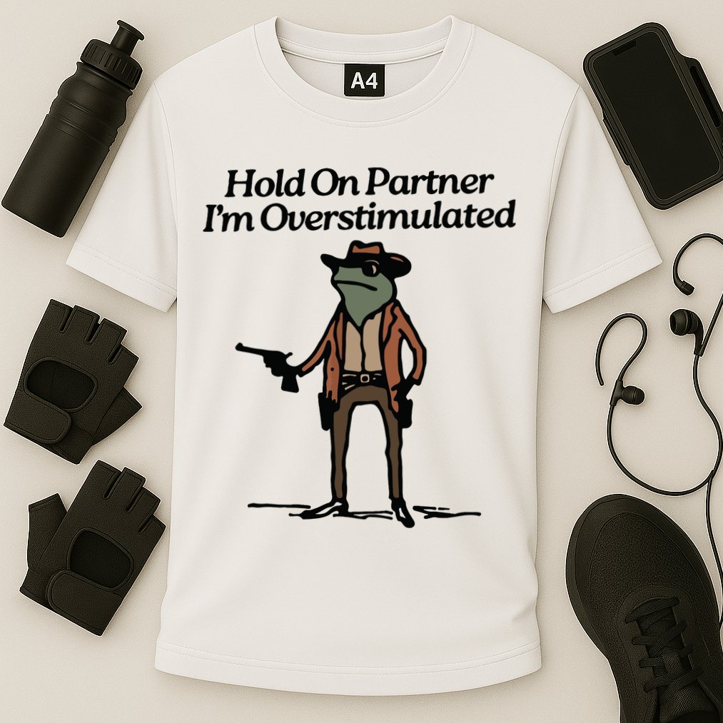 Hold On Partner Im Overstimulated Cowboy Frog Vintage Cooling Performance Crew T-Shirt