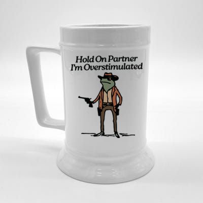 Hold On Partner Im Overstimulated Cowboy Frog Vintage Beer Stein