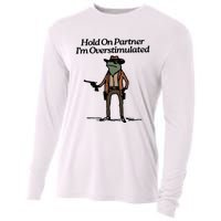 Hold On Partner Im Overstimulated Cowboy Frog Vintage Cooling Performance Long Sleeve Crew