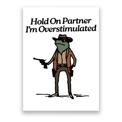 Hold On Partner Im Overstimulated Cowboy Frog Vintage Poster