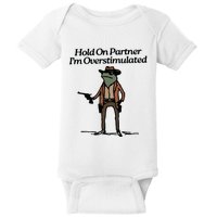 Hold On Partner Im Overstimulated Cowboy Frog Vintage Baby Bodysuit