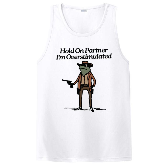 Hold On Partner Im Overstimulated Cowboy Frog Vintage PosiCharge Competitor Tank