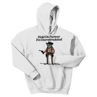 Hold On Partner Im Overstimulated Cowboy Frog Vintage Kids Hoodie