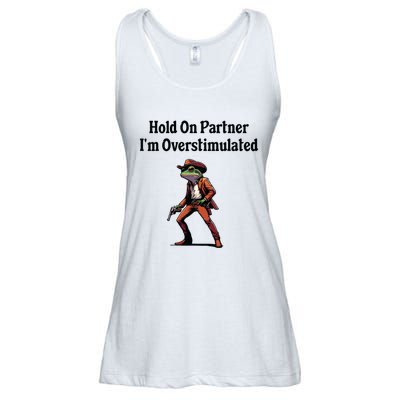 Hold On Partner Im Overstimulated Cowboy Frog Ladies Essential Flowy Tank
