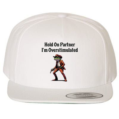Hold On Partner Im Overstimulated Cowboy Frog Wool Snapback Cap
