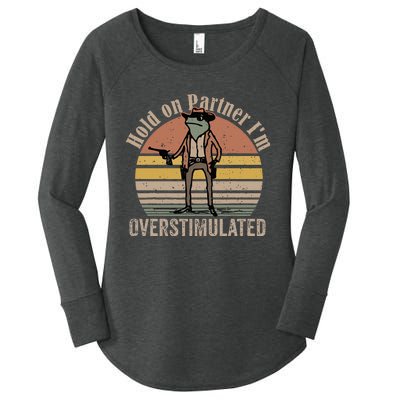 Hold On Partner IM Overstimulated Cowboy Frog Women's Perfect Tri Tunic Long Sleeve Shirt