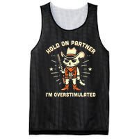 Hold On Partner IM Overstimulated Retro Western Cat Cowboy Mesh Reversible Basketball Jersey Tank