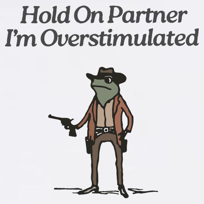 Hold On Partner IM Overstimulated Cowboy Frog Vintage Mug