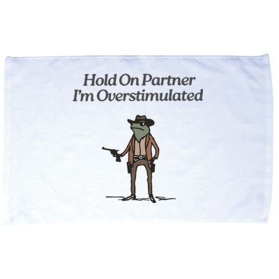 Hold On Partner IM Overstimulated Cowboy Frog Vintage Microfiber Hand Towel