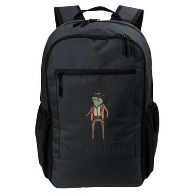 Hold On Partner IM Overstimulated Cowboy Frog Vintage Daily Commute Backpack