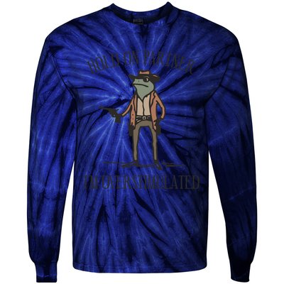 Hold On Partner IM Overstimulated Cowboy Frog Vintage Tie-Dye Long Sleeve Shirt