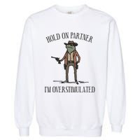 Hold On Partner IM Overstimulated Cowboy Frog Vintage Garment-Dyed Sweatshirt