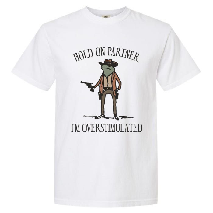 Hold On Partner IM Overstimulated Cowboy Frog Vintage Garment-Dyed Heavyweight T-Shirt