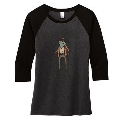 Hold On Partner IM Overstimulated Cowboy Frog Vintage Women's Tri-Blend 3/4-Sleeve Raglan Shirt